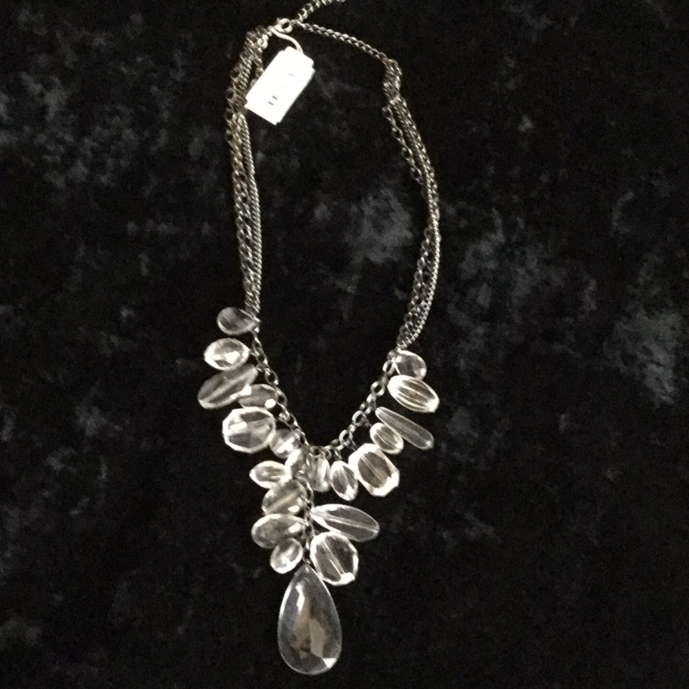 Necklace with clear beads.